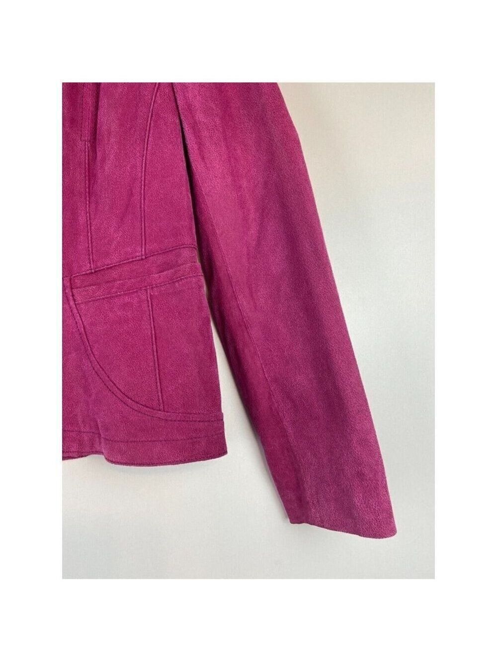 Danier Women's Vintage Hot Pink Genuine Leather Jacket Size Small / UK 12 - Picture 5 of 12